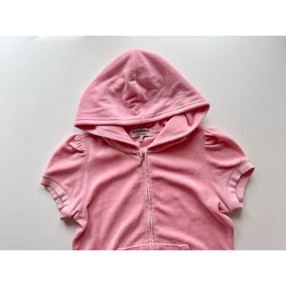 JUICY COUTURE Pink Cotton Velour Crystal Embellished Zip Up Hoodie, Size M - Picture 6 of 14